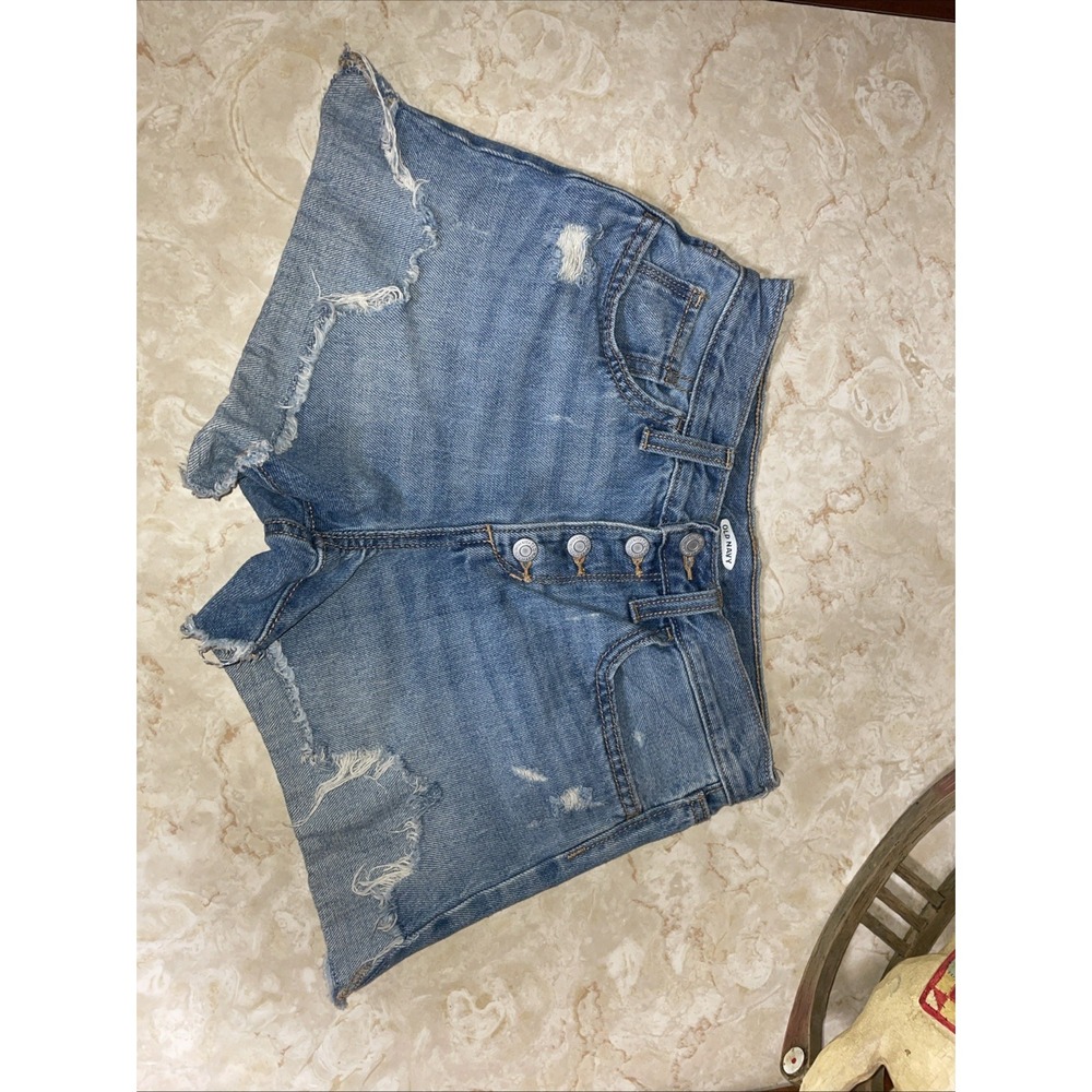 Old Navy - Juniors Button Fly High-Rise Distressed Jean Shorts - 14 (26)